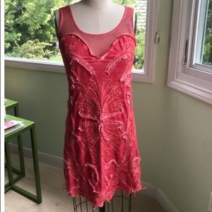 Free People Bodycon pink beaded dress